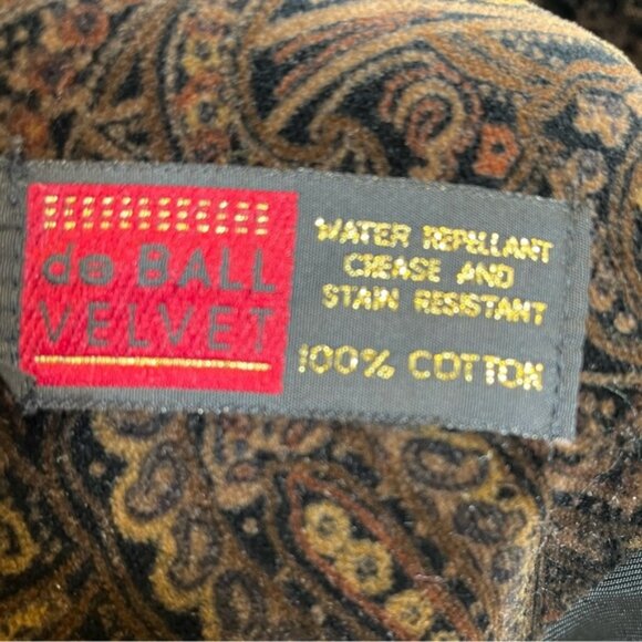 Vintage John Caruana Brown Paisley Velvet Long Overcoat Water Repellent Size 24W - Picture 13 of 15